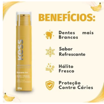 Segunda imagem do produto Gel Dental Kess Whitelicious Banana Ice - 60g