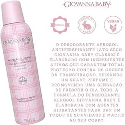 Segunda imagem do produto Giovanna Baby Desodorante Aerosol Classic - 150ml