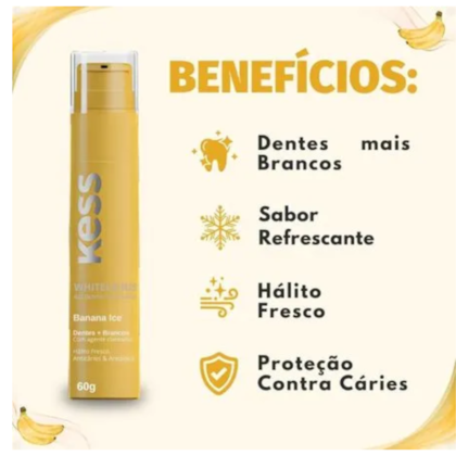 Segunda imagem do produto Kess - Gel Dental Whitelicious Banana Ice - 60g