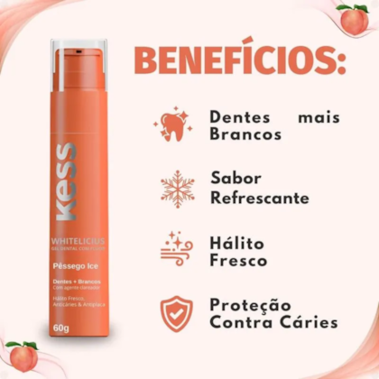 Segunda imagem do produto Kess - Gel Dental Whitelicious Pêssego Ice - 60g