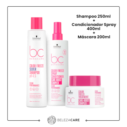 Segunda imagem do produto Kit Schwarzkopf - BC Color Freeze Ph 4,5 Sh Silver 250ml + Mask 200ml + Spray Cond 400ml