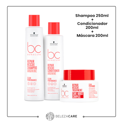 Segunda imagem do produto Kit Schwarzkopf - BC Repair Rescue Sh 250ml + Cond 200ml + Mask 200ml