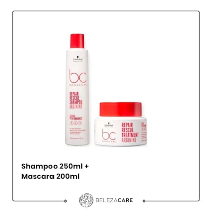 Segunda imagem do produto Kit Schwarzkopf - BC Repair Rescue Sh 250ml + Mask 200ml