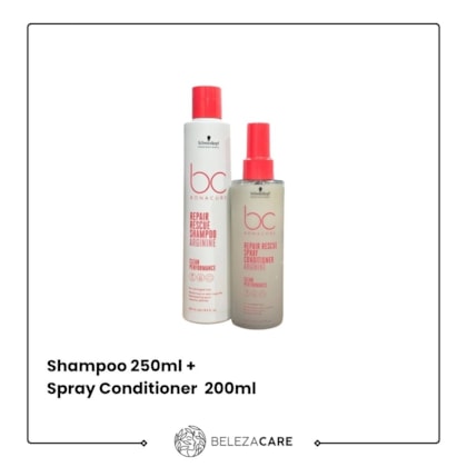 Segunda imagem do produto Kit Schwarzkopf - BC Repair Rescue Sh 250ml + Spray Cond 200ml