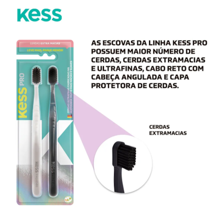Segunda imagem do produto Pack Com 2 Escovas Dentais Pro Extra Macias Bw Kess