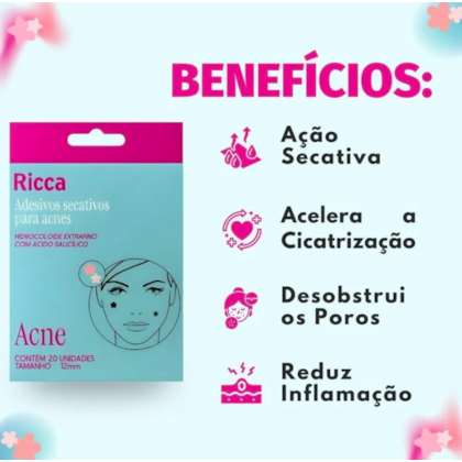 Segunda imagem do produto Ricca - Adesivos Secativos Para Acnes Flor e Estrela