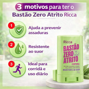 Segunda imagem do produto Ricca - Bastao Zero Atrito Corporal 20g