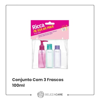 Segunda imagem do produto Ricca Conjunto Com 3 Frascos Viagem Me Leva Na Mala 100ml