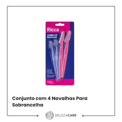 Segunda imagem do produto Ricca - Conjunto com 4 Navalhas Para Sobrancelha