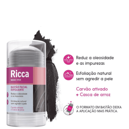 Segunda imagem do produto Ricca - O Poderoso Carvão! - Bastão Esfoliante Facial 30g