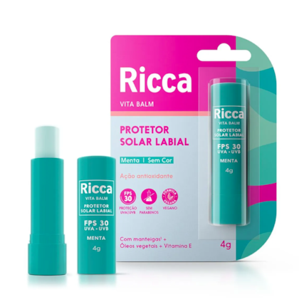 Segunda imagem do produto Ricca - Protetor Solar Labial Menta Fps30