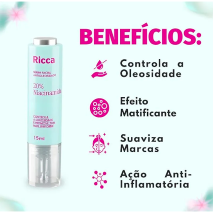 Segunda imagem do produto Ricca - Serum Facial Antioleosidade Niacinamida 15ml