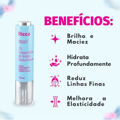 Segunda imagem do produto Ricca - Serum Facial Hidratante Acido Hialuronico 15ml
