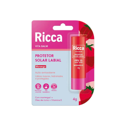 Ricca Vita Balm Protetor Solar Labial Morango 4g