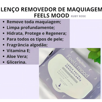 Segunda imagem do produto Ruby Rose - Lenço Demaquilante Fells Mood