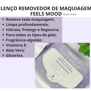 Segunda imagem do produto Ruby Rose - Lenço Demaquilante Fells Mood