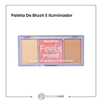 Segunda imagem do produto Ruby Rose - Paleta De Blush E Iluminador Feels Mood
