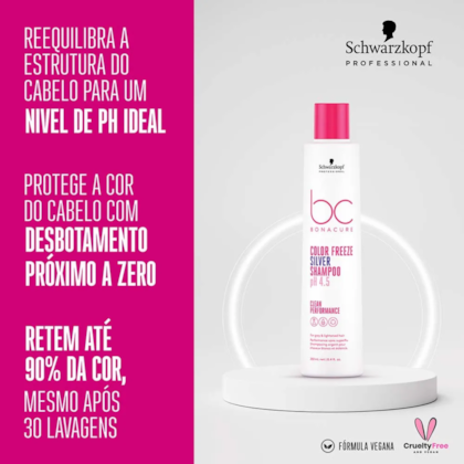 Segunda imagem do produto Schwarzkopf BC pH 4.5 Color Freeze Silver Shampoo 250ml